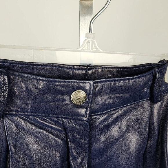 Vintage Di Capra Blue Leather Trouser Pants Size M/L - Picture 3 of 11